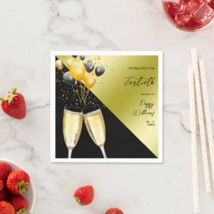 Serviette En Papier Champagne & Ballons 40e anniversaire