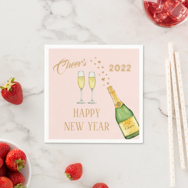 Serviette En Papier Champagne Bonne Nouvel An Napkins (En situation)