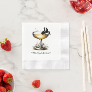 Serviette En Papier Champagne Couple