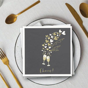 Serviette En Papier Champagne Doré Félicitations Fiançailles Mariage F