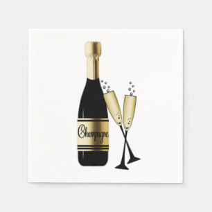 Serviette En Papier Champagne et Flûtes