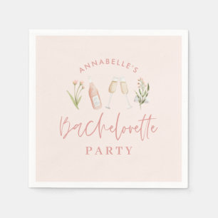 Serviette En Papier Champagne fleur sauvage rose moderne bachelorette