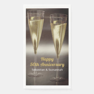 Serviette En Papier Champagne Glasses 50e anniversaire Mariage
