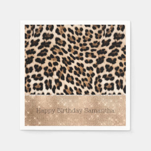 Serviette En Papier Champagne Glitz Crème Leopard
