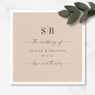 Serviette En Papier Champagne simple couleur solide Mariage monogramme