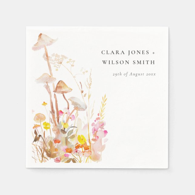 Serviette En Papier Champignon chic Wildflower Mariage botanique d'aut (Devant)