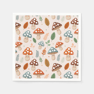 Serviette En Papier Champignon, Feuillage d'automne, Motif de la natur