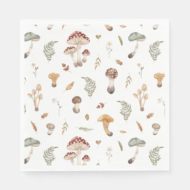 Serviette En Papier Champignons Anniversaire Napkin (Devant)