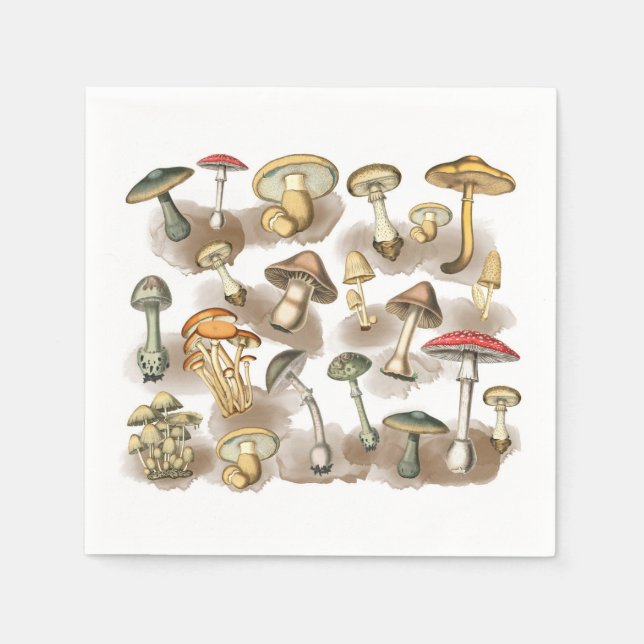 Serviette En Papier Champignons de forêt vintage (Devant)