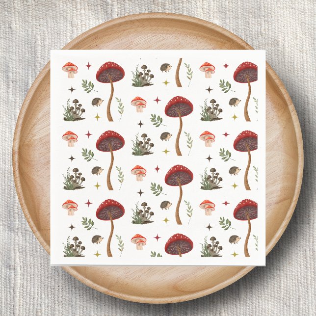 Serviette En Papier Champignons Forêt de bois Fée Motif Cottagecore (Mushroom Pattern)