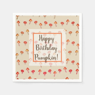 Serviette En Papier Champignons Joyeux Anniversaire Automne Art Papier