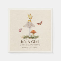 Champignons Papillons Woodland Girl Baby shower Na
