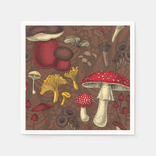 Serviette En Papier Champignons sauvages sur brun