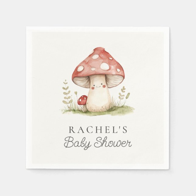 Serviette En Papier Champignons Whimsical Genre Neutre Baby shower mig (Devant)