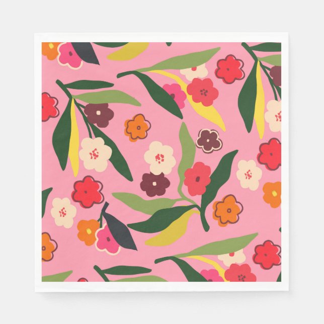 Serviette En Papier Champs floraux rétro (Devant)