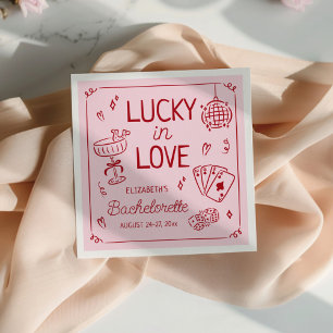Serviette En Papier Chanceux en amour Bachelorette fantaisiste dessiné