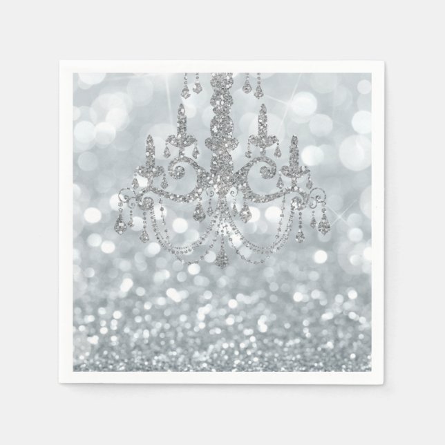 Serviette En Papier Chandelier blanc Parties scintillant en argent Bok (Devant)