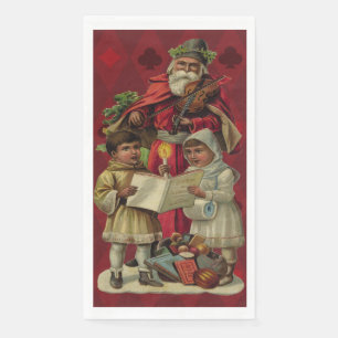 Serviette En Papier Chant vintage de musique de Noël Père Noël