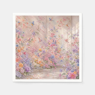 Serviette En Papier Chants d'oiseaux parmi les fleurs