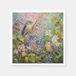 Serviette En Papier Chants d'oiseaux parmi les fleurs
