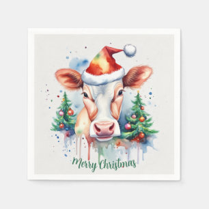 Serviette En Papier Chapeau de Noël Festif Vache -