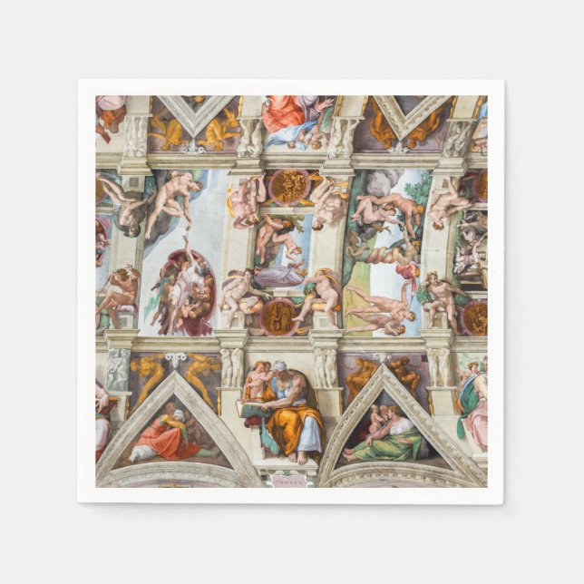 Serviette En Papier Chapelle Sixtine Michelangelo - Vatican, Rome, Ita (Devant)