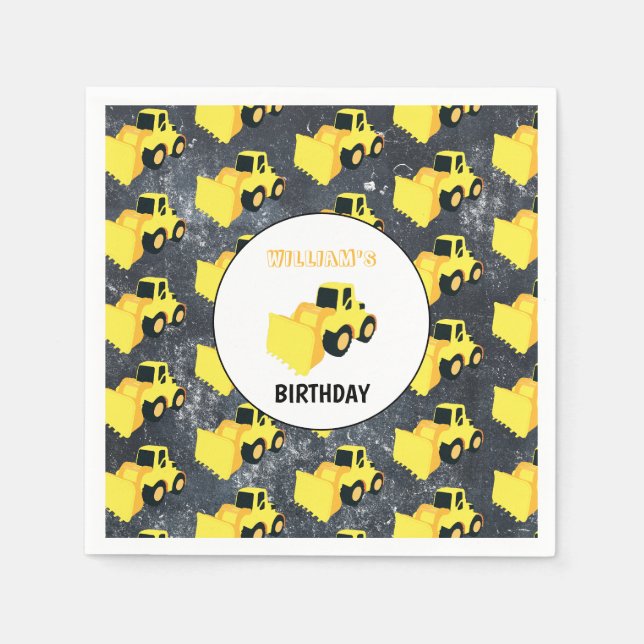 Serviette En Papier Chargeur frontal Construction Camion Anniversaire (Devant)