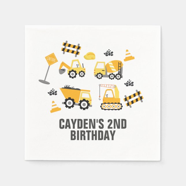 Serviette En Papier Chariot de construction Anniversaire (Devant)