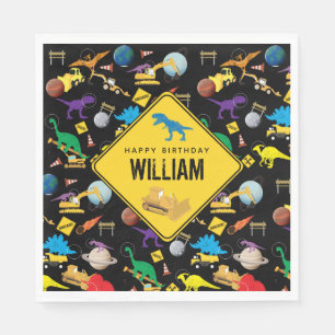 Serviette En Papier Chariots de construction Dinosaures dans l'espace