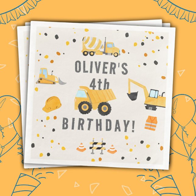 Serviette En Papier Chariots de construction fête d'anniversaire (Créateur téléchargé)