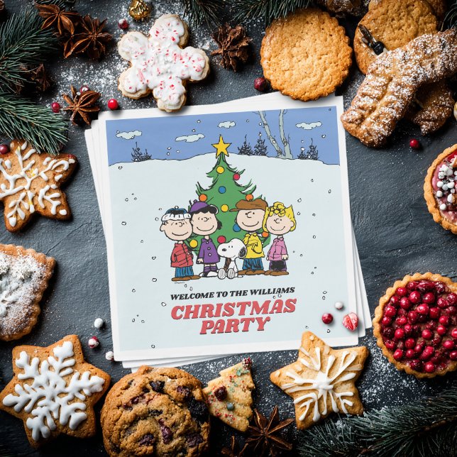 Serviette En Papier Charlie Brown et la fête de Noël des amis (Napkin on table with cookies)