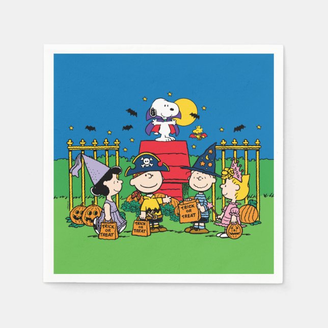 Serviette En Papier Charlie Brown et le parti Gang Halloween (Devant)
