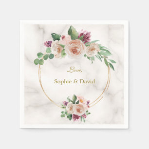 Serviette En Papier Charm Blush Champagne Fleurs Mariage Or