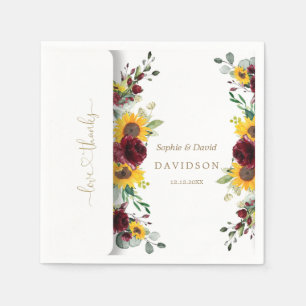 Serviette En Papier Charmant automne Bourgogne Rose Mariage tournesol