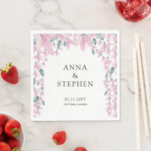 Serviette En Papier Charmant Glycine Rose