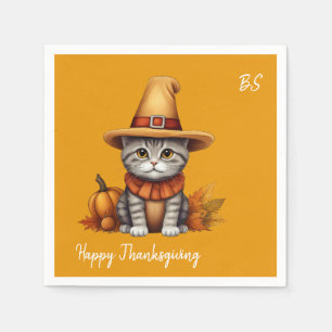 Serviette En Papier Charmant Thanksgiving Chat en déguisement