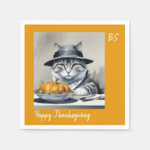 Serviette En Papier Charmant Thanksgiving Chat en déguisement