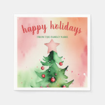 Charmante Pine Tree & Red Ornaming Holiday