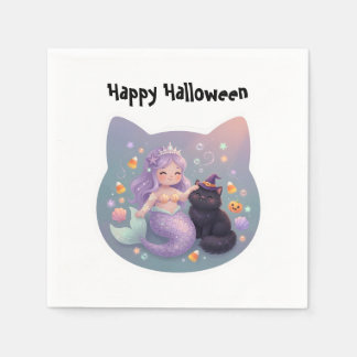 Serviette En Papier Charme de Halloween Sirène et Chat