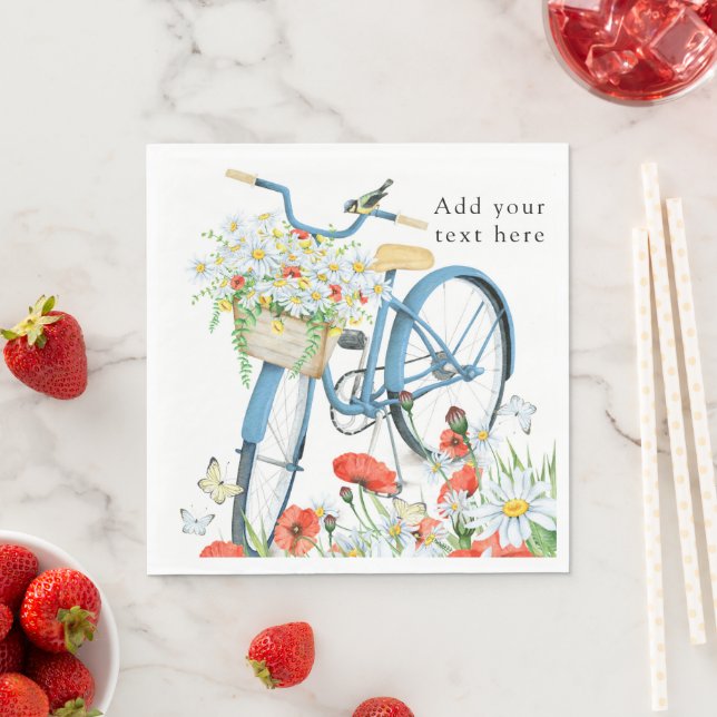 Serviette En Papier Charming Bicycle Flowers Nature (En situation)