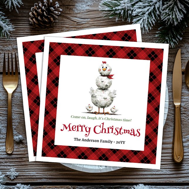 Serviette En Papier Charming Funny Chickens Editable Personalized Xmas (Charming Funny Chickens Editable Personalized Holiday Christmas Napkins

)