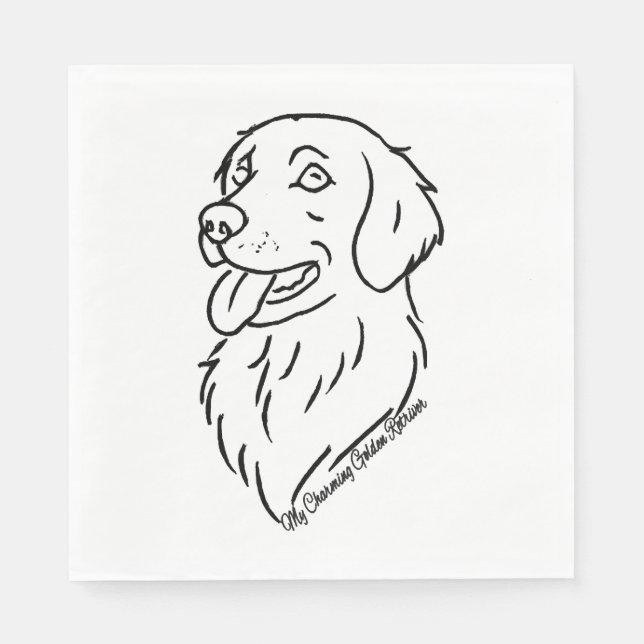 Serviette En Papier Charming Golden Retriever (Devant)