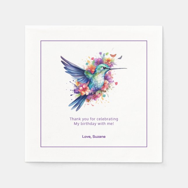 Serviette En Papier Charming Hummingbird Floral Bouquet fête d'anniver (Devant)