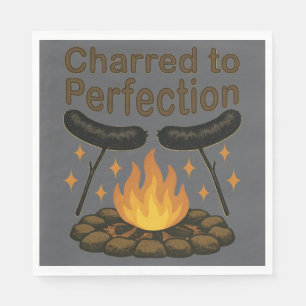 Serviette En Papier Charred to Perfection Funky Campfire Hot Dog