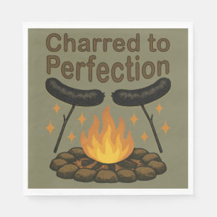 Serviette En Papier Charred to Perfection Funky Campfire Hot Dog