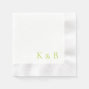 Serviette En Papier Chartreuse Monogramme Mariage blanc