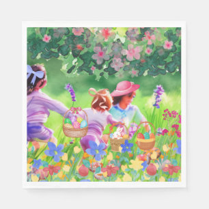 Serviette En Papier Chasse aux oeufs de Pâques