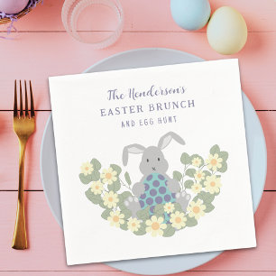 Serviette En Papier Chasse aux œufs de Pâques personnalisée Lapin Flor