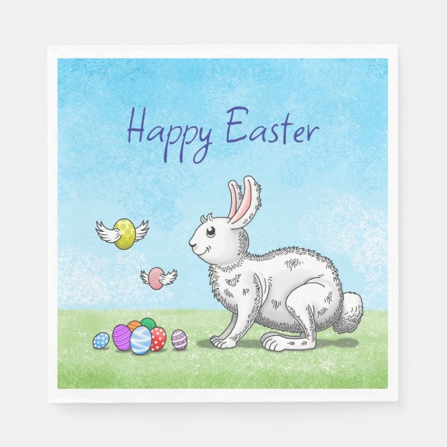 Serviette En Papier Chasse aux oeufs du lapin de Pâques (Devant)