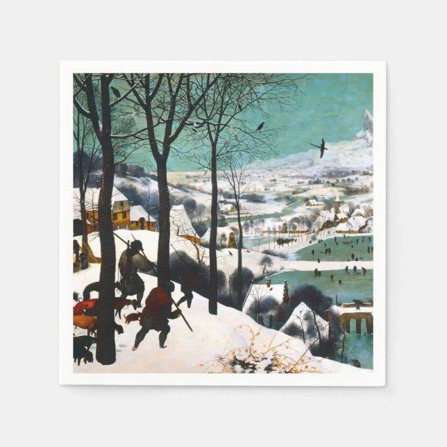 Serviette En Papier Chasseurs dans le paysage de neige Pieter Bruegel (Devant)